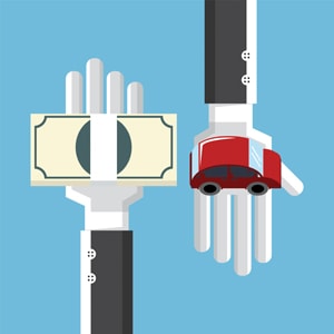 Vector illustration of buy and sell car