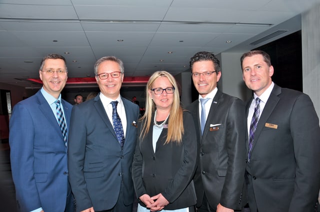 Denis Ricard, vice-président, Développement des Affaires; Luc Samson ,vice-président, Ventes et Administration; Sophie St-Laurent, directrice régionale, Formation (Québec) et Recrutement (SAL/VAG); Martin Taillandier, directeur régional, Québec; Michel Perrault, directeur principal, Opérations Québec