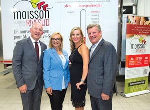 François Leclair, vice-président, Groupe Leclair, et directeur général, Mercedes-Benz Rive-Sud ; Nola LeBlanc, directrice générale, Moisson Rive-Sud ; Carolynn Leclair, vice-présidente, Groupe Leclair ; Claude Leclair, président et fondateur, Groupe Leclair