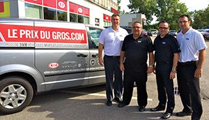 Benoit Dusablon, directeur général ; Denis Dusablon, président ; Jean Dusablon, copropriétaire, directeur ; et Martin Beauchesne, copropriétaire, directeur de Nissan Trois-Rivières, de Nissan Shawinigan et du Prix du Gros
